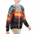 thumbnail image 2 of Cauagu Cat Watching City Sunset Print Sun Protection Jacket for Teen,Full-Zipper Long Sleeve Sun Shirts with Pockets UV Hoodie Shirts Outdoor Athletic Jacket-Large, 2 of 7