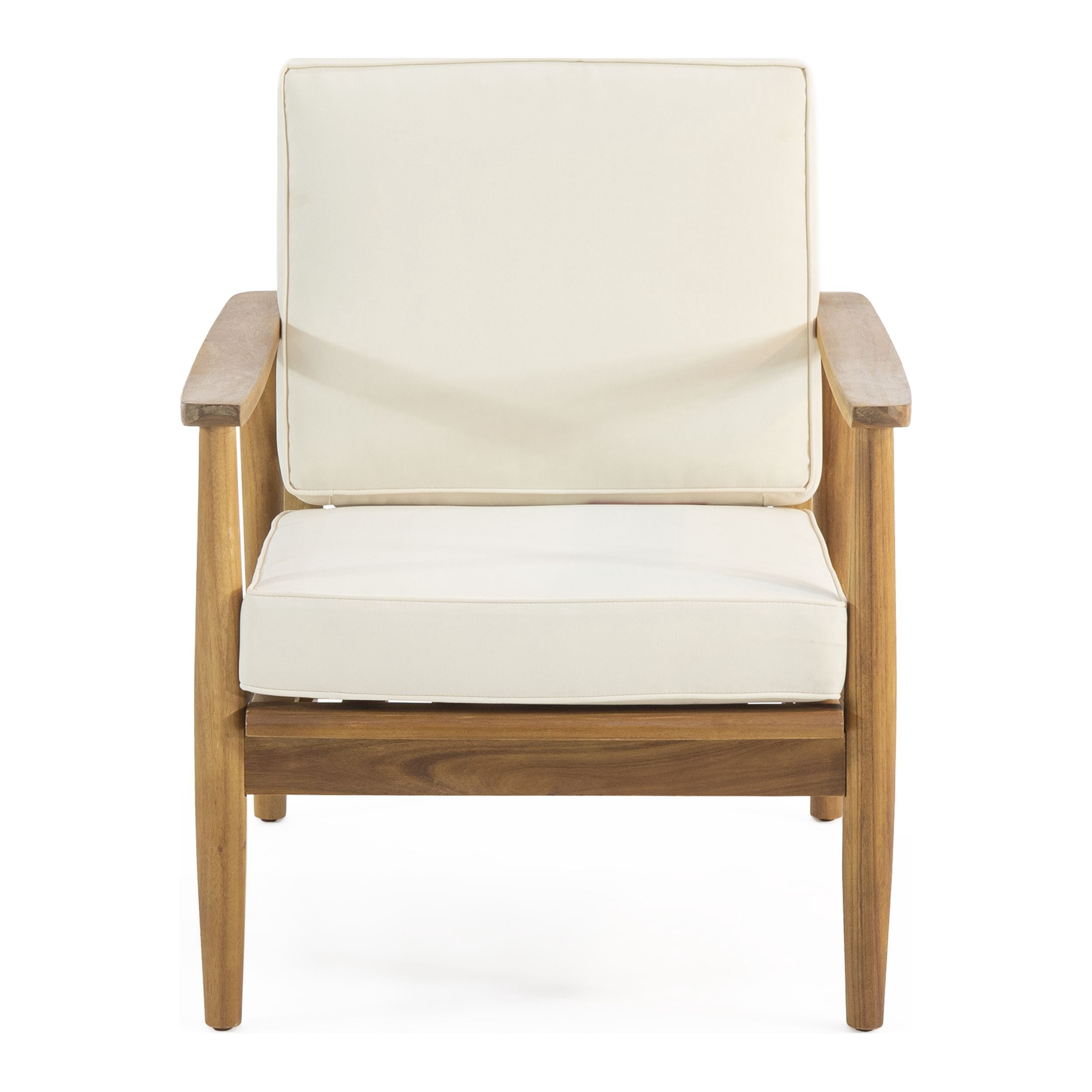 Euroco Outdoor Acacia Wood Club Chair with Slatted Design and Weather-Resistant Finish
