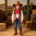 thumbnail image 7 of mgoYE Cowboy Cowgirl Outfits for Boys, Toddler Kids Dress Up Role Play Parties Cowboy Kids' Vest & Bandana Set Hat(Brown,7-8 Years), 7 of 7