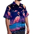 thumbnail image 2 of Starry Sky Flamingo Men's Printed Casual Button Down Short Sleeve Beach Shirts, 2 of 6