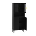 thumbnail image 5 of SainSpeed Bathroom Cabinet, Bathroom Floor Cabinet With Open Shelf, Large Display Cabinet With 2 Glass Display Door & 2 Doors, Kitchen Cupboard, Storage Cabinet For Living Room, 5 of 9