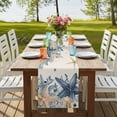 thumbnail image 4 of Table Runners 60 Inches Long Dress Scarves, Blue Starfish Coastal Farmhouse Kitchen/Dining Table Runner, Small Coffee Tablerunners, Eucalyptus Summer Nautical Shell Rustic 13x60 Inch, 4 of 9