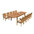 thumbnail image 4 of Grade-A Teak Dining Set: 10 Seater 11 Pc: 122" Atnas Rectangle Table And 10 Wave Stacking Arm Chairs Outdoor Patio WholesaleTeak #51WV2811, 4 of 6