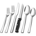 thumbnail image 1 of 72-Piece Silverware Set with Steak Knives, E-far Stainless Steel Flatware Cutlery Set Service for 12, Modern Tableware Set Include Forks Spoons Knives, Square Edge & Mirror Polished - Dishwasher Safe, 1 of 7
