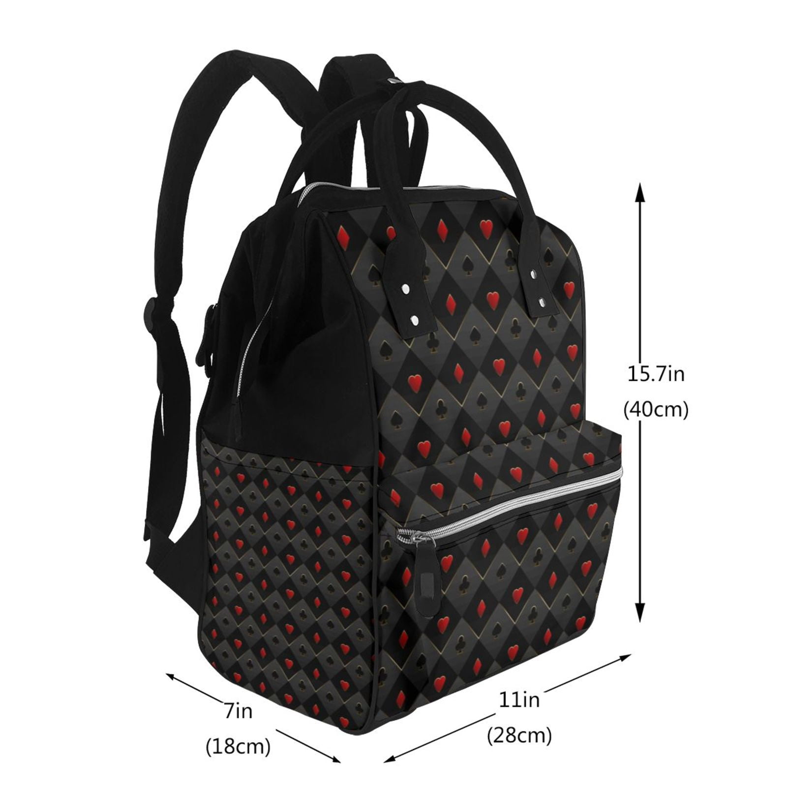 Ratiio Red Poker Mummy Backpack - Waterproof Twill Canvas, Large Capacity Diaper Bag with Multiple Pockets and Adjustable Straps