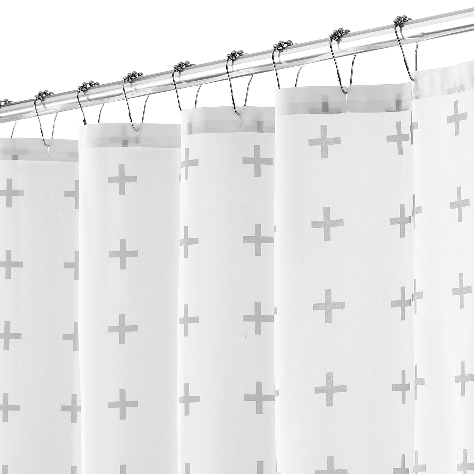 mDesign Fabric Shower Curtain, Machine Washable, Quality Reinforced Buttonholes for Bathroom