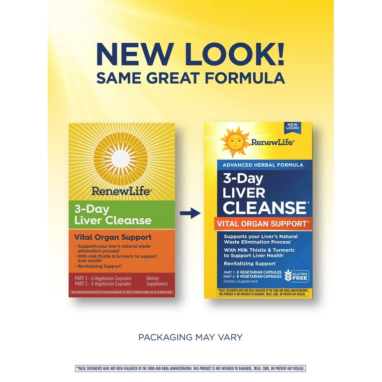 3-Day Liver Cleanse | 12 Vegetarian Capsules | by Renew Life