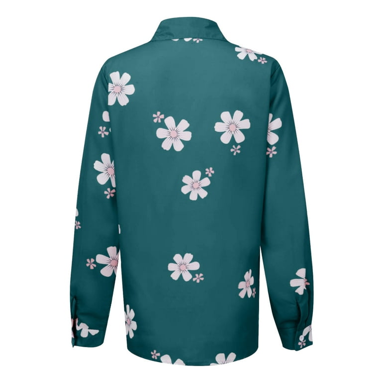 Sweatshirt For Women, Long Sleeve Shirts Women Crop Top Women's M Shirts  Under 6 Dollars Women's Urban Fashion Loose Floral Printed Button Blouse  Casual Tops White Tshirt T (XXL, Green) TBKOMH 