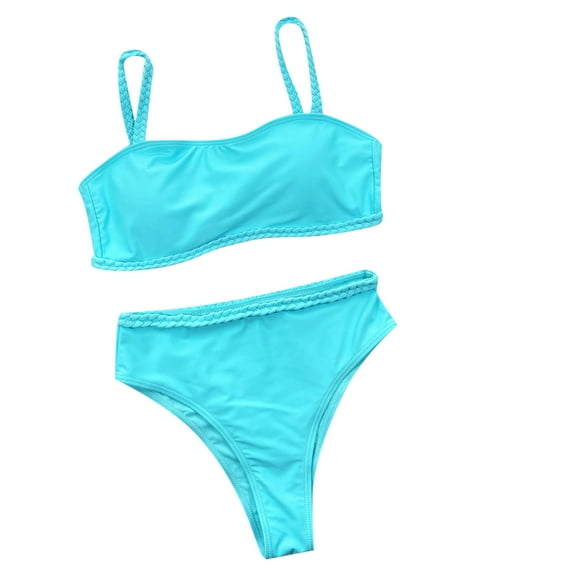 Elegante traje de baño dividido para mujer, sin cintura, color sólido, Halter, encaje, cómodo Bikini OAVQHLG3B Store lin121212