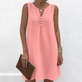 thumbnail image 5 of Axiiglly Women's Dresses Sleeveless Button V Neck Linen Mid Dresses 2026 Summer Holiday Flowy Dresses S-3XL, 5 of 8