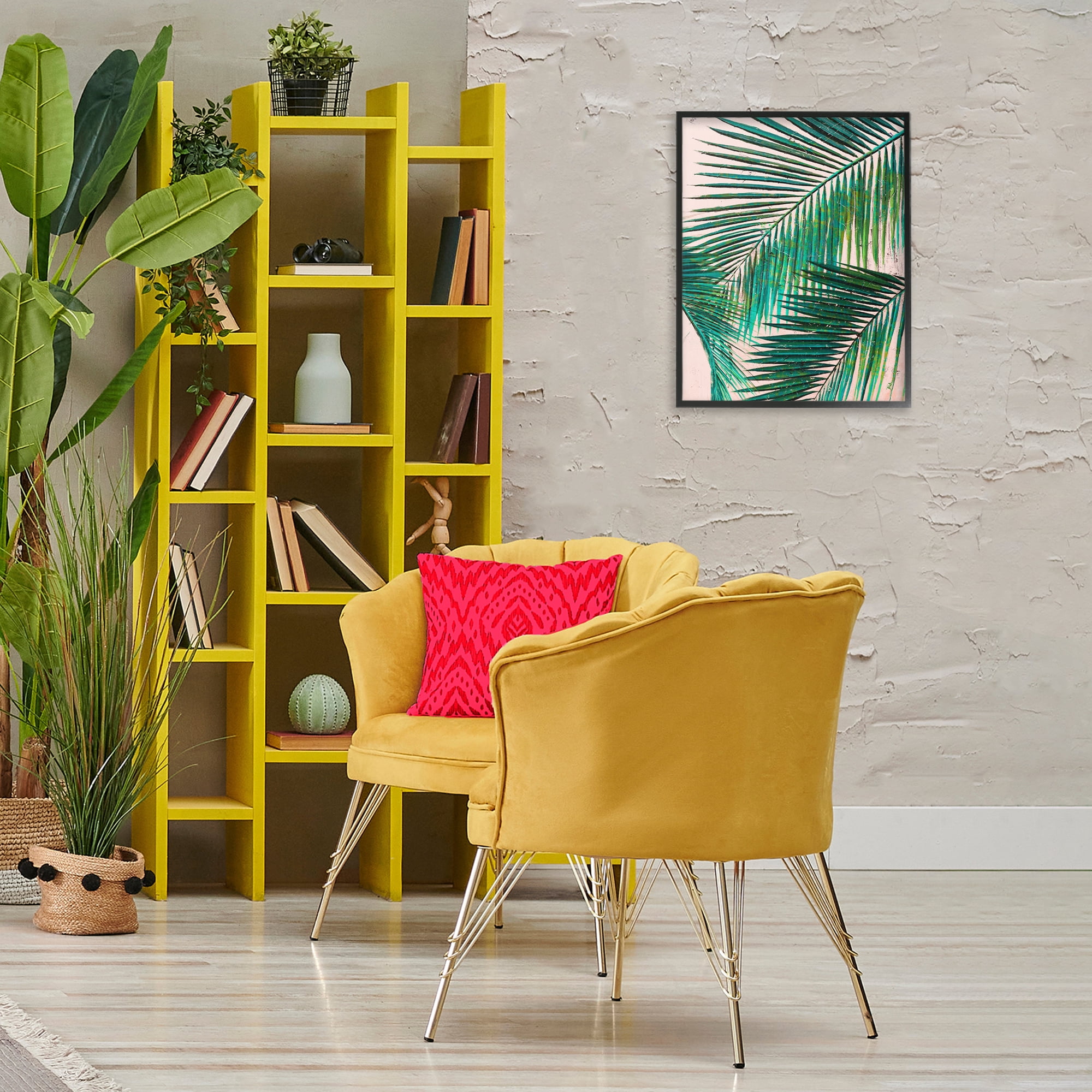 Stupell Industries Flowing Palm Fronds Botanical & Floral Painting Black Framed Art Print Wall Art, 16 x 20
