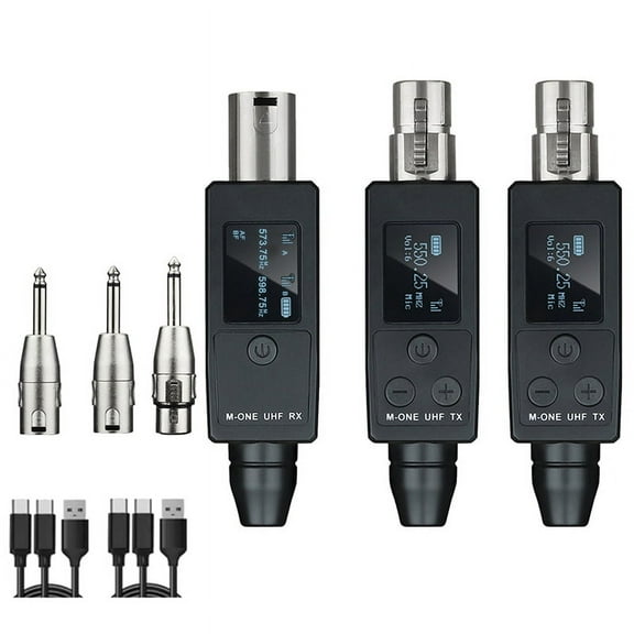 Wireless Microphone 2Pcs Transmitter UHF Receiver Plugged Into XLR Mic Wireless System Suitable for Dynamic 48V Mic