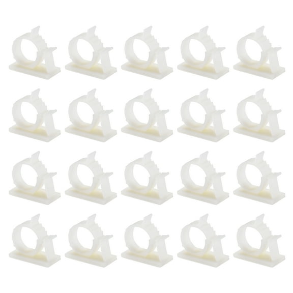 Adjustable Cable Clips, 20 Pack 22-25mm Self-Adhesive Cable Clamp Wire Clamps, White