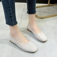 thumbnail image 3 of KIJBLAE Women's Solid Color Square Toe Slip-On Flats Comfortable Suede Shoes Beige 39, 3 of 3