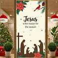 thumbnail image 3 of Nativity Scene Christmas Banner Cross Design Religious Display Cardinal Bird Poinsettia Flower Nativity Backdrop for Christmas Celebration Church Event Religious Gathering, 3 of 9