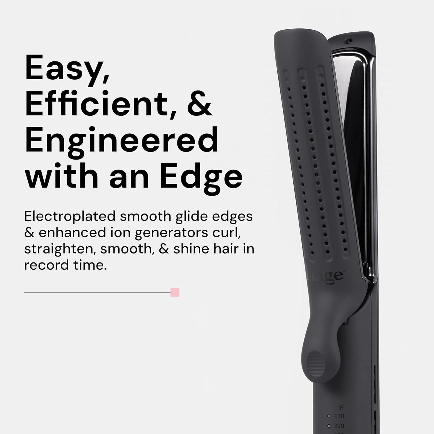 L'ANGE HAIR Le Duo Edge 360° Airflow Titanium Styler Blush | 1” Wide Titanium Plates with Rounded Corners & Softly Beveled Edges (Black)