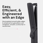 LANGE HAIR Le Duo Edge 360° Airflow Titanium Styler Blush | 1” Wide Titanium Plates with Rounded Corners & Softly Beveled Edges (Black)