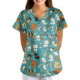 thumbnail image 5 of Xyxonk Scrub Tops Women's Funny Printed Plus Size V Neck Shirts Fashion Short Sleeve Stretch Nursing Uniforms with Pockets Sky Blue 5XL, 5 of 5