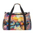 thumbnail image 1 of Disketp Colorful Fishing Boats Bolsa de Viaje Tipo Duffle, Bolso de Mano para Fin de Semana para Mujer, Bolsa de Gimnasio Ligera para Hombre, Esencial para Viajes, 1 of 7