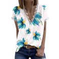 thumbnail image 1 of Tops de encaje básicos con estampado casual de manga corta con cuello en V delgado para mujer Fridja hjk4957, 1 of 5