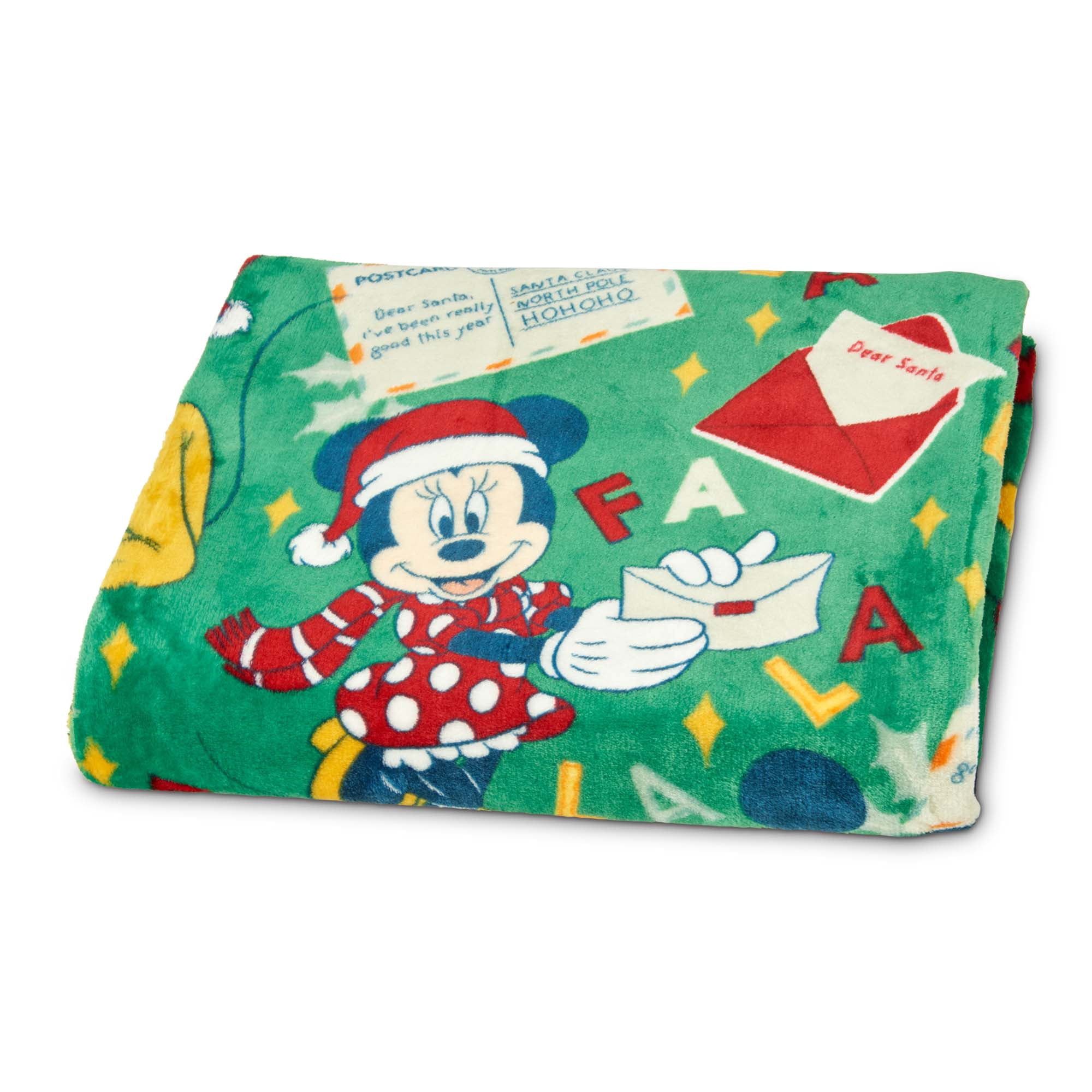 Mickey Mouse Dear Santa Disney Kids Silk Touch Throw Blanket, 50 x 70 inches Green