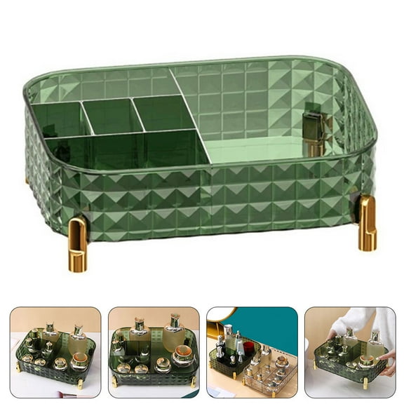 UPOUART Green Makeup Organizer for Bathroom Vanity Countertop with Multiple Compartments and Design