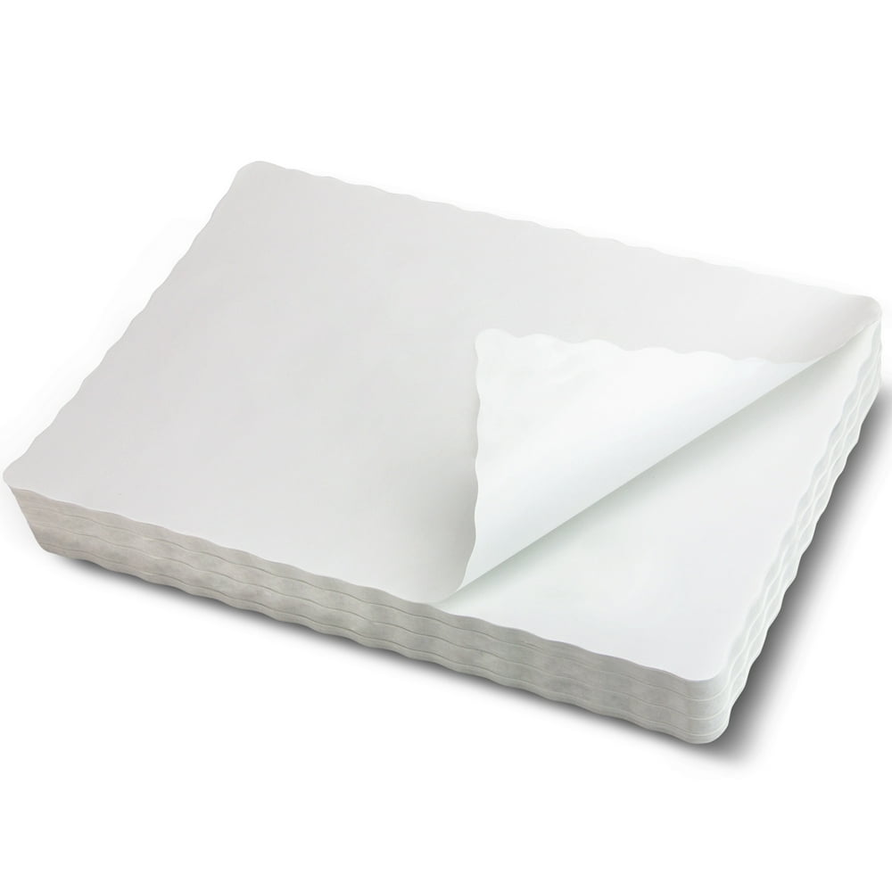 [1000 Pack] Disposable Paper Placemat - 14 x 10 Inch Plain White Placemats with Decorative Wavy ...