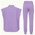 thumbnail image 3 of Women's Scrubs Healthcare Top, Short Sleeved Pants Sets Light Purple S, 3 of 4