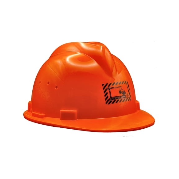 Deluxe Orange V-Shaped Construction Helmet With Adjustable Headband Costume Accessory