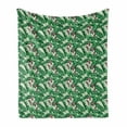 thumbnail image 1 of Jungle Leaves Soft Flannel Fleece Blanket, Illustration of Banana Leaves Tropical Foliage Flowers and Fruits, Cozy Plush for Indoor and Outdoor Use, 50" x 60", Coconut and Multicolor, by Ambesonne, 1 of 6