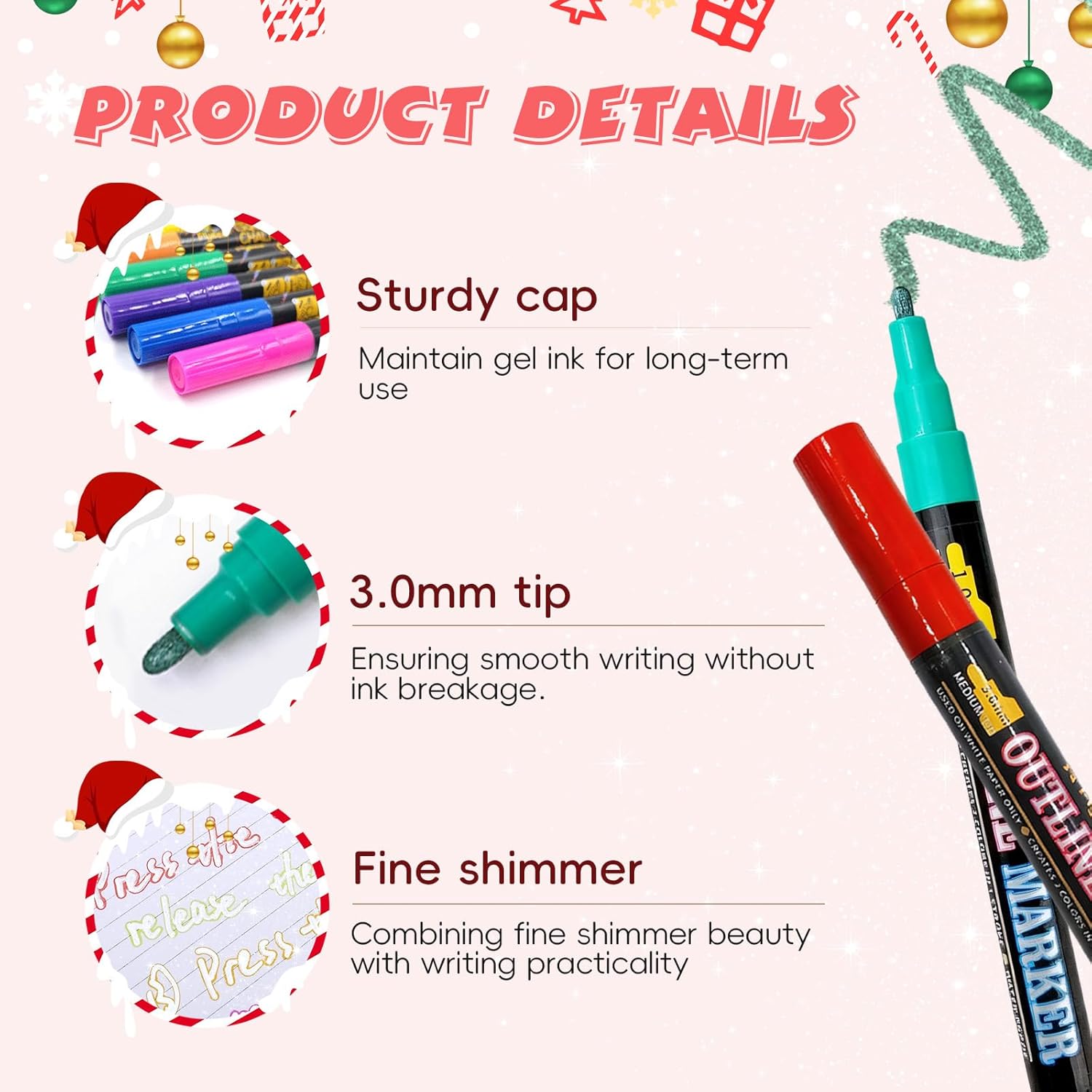 Marker Pen for Highlight, 2025 Dual-Line Outline Shimmer Markers Set, Metallic Paint Markers for DIY Art Crafts Drawing Supplies, Scrapbook Supplies, Coloring, Gift (18 Colors)