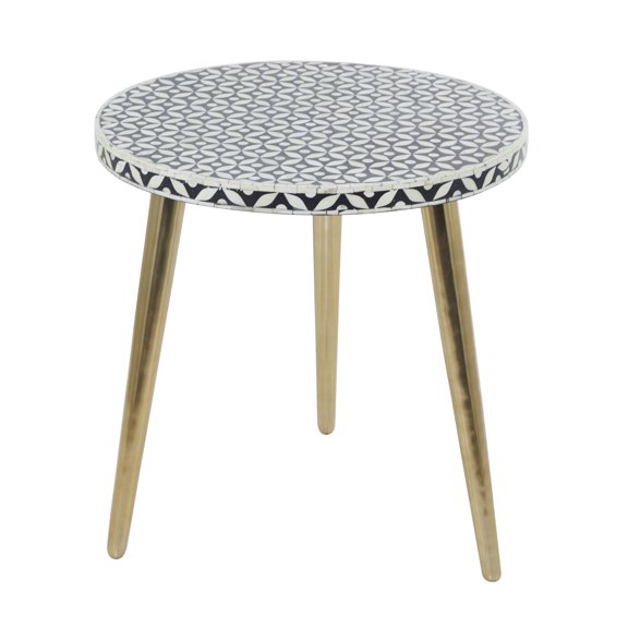 DecMode 21" x 20" Gold Metal Eclectic Accent Table
