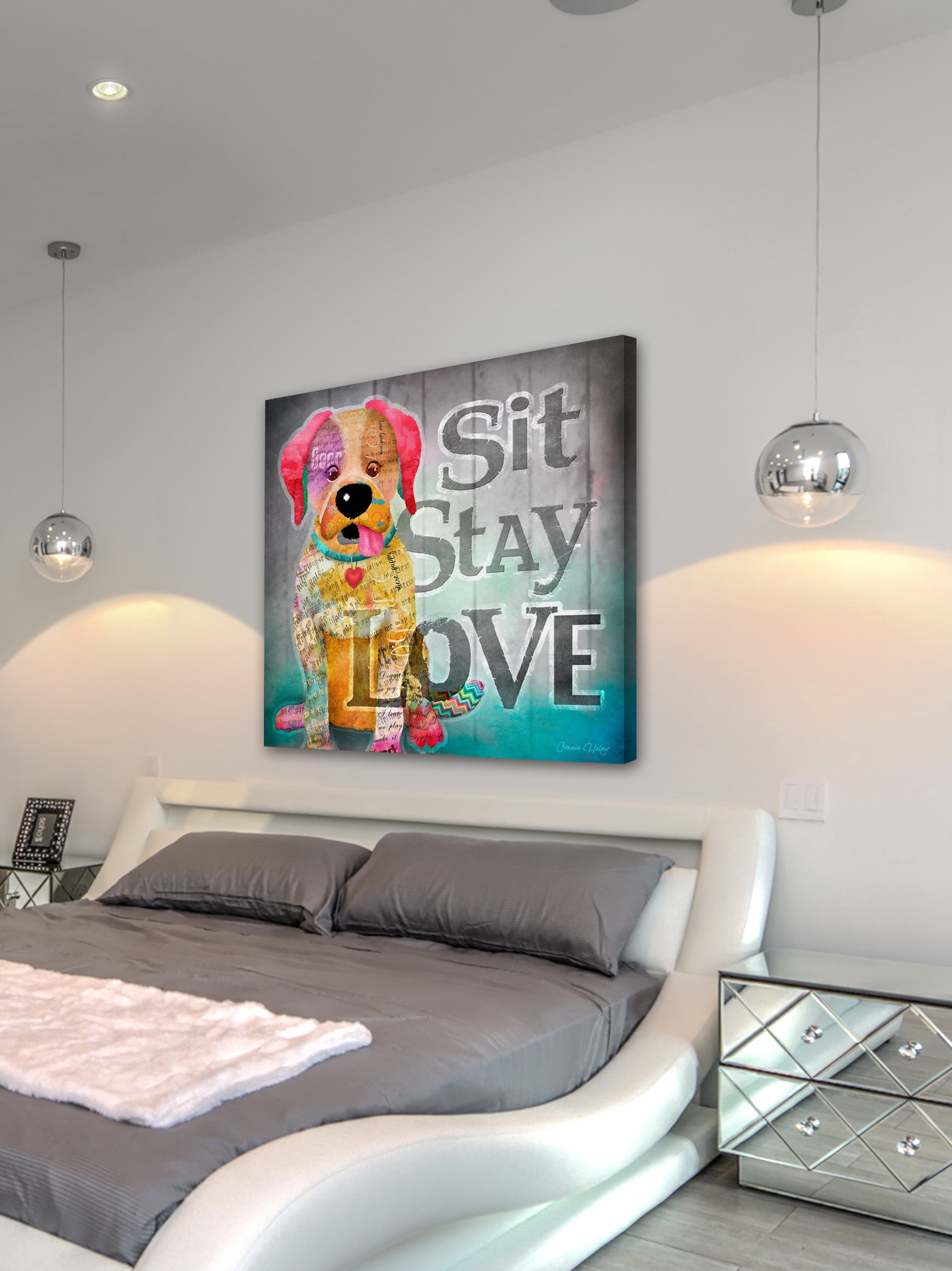 "Sit Stay Love" Painting Print on Wrapped Canvas