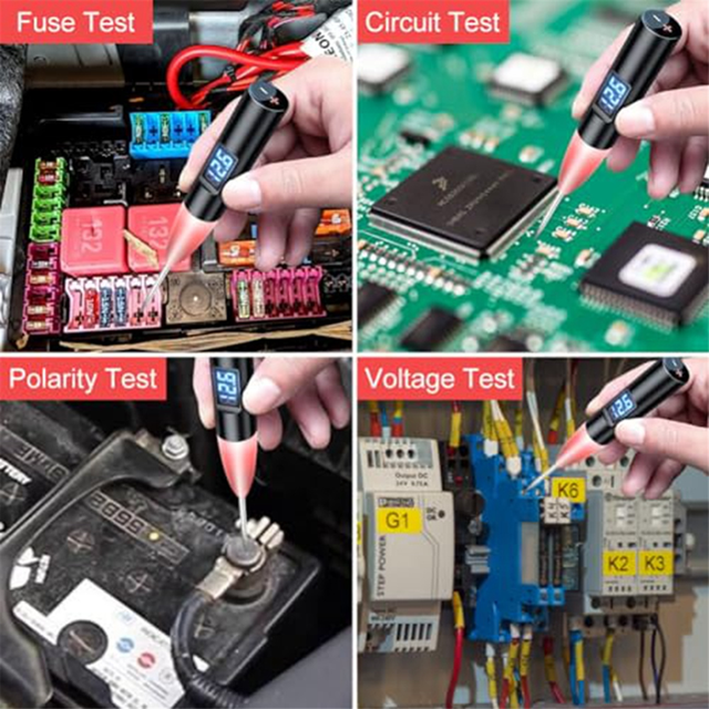 Auto LED Test Light 2-30V Digital Display Fuse Tester Circuit Tester with Polarity Indicate Car Repair Diagnostic Tool