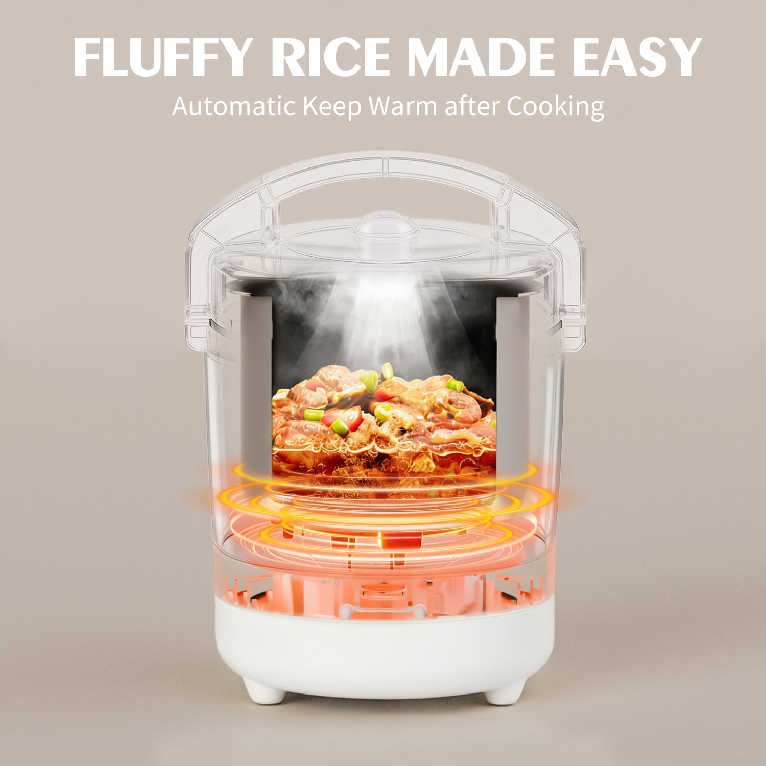 TINANA Mini Rice Cooker 4 Cups Cooked, Portable Small Rice Cooker with One-Touch Cooking & Keep Warm, Nonstick Pot for Dorm, Office, Travel