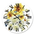 thumbnail image 2 of Designart 'Vintage Chrysanthemums And Sunflowers' Traditional Wall Clock, 2 of 5