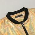 thumbnail image 4 of YYDGH Men's Metallic Bomber Jacket 70s Disco Varsity Jacket Zip Up Party Baseball Coats Gold S, 4 of 7