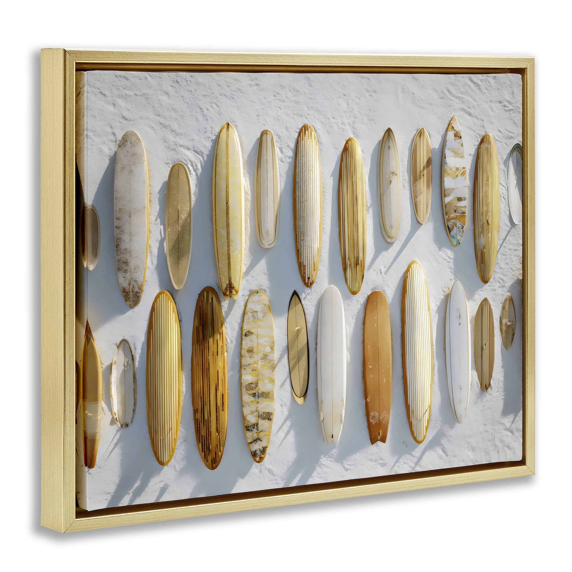 Stupell Industries Vintage Surfboard Collection Gold Framed Floater Canvas Wall Art, design by Franklyn Gregory