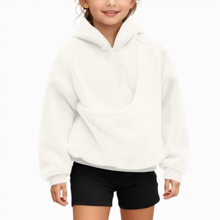 Nwiuh Kids Pouch Hoodie-Kokopaws Pet Hoodies with Dog Pouch Girls Pullover Animal Holder Long Sleeve Tops(White 5-6 Years)