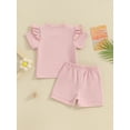 thumbnail image 3 of Bagilaanoe 2pcs Toddler Baby Girl Shorts Set Short Sleeve Letter Print T Shirt Tops + Shorts 6M 12M 18M 24M 3T Kids Casual Summer Clothes, 3 of 8