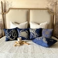 thumbnail image 6 of The HomeCentric Navy Blue Pillow CoverCouch Beaded Corals Ocean Beach Theme Pack of 2 18x18 inch (45x45 cm) Pillow CoverLinen Pillowcase Floral Mediterranean Eclectic - Sea Weed At The Shore, 6 of 10