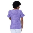 thumbnail image 3 of Lee Womens and Plus Short Sleeve Cotton Ruffle V-Neck T-Shirt, S-4X, 3 of 6