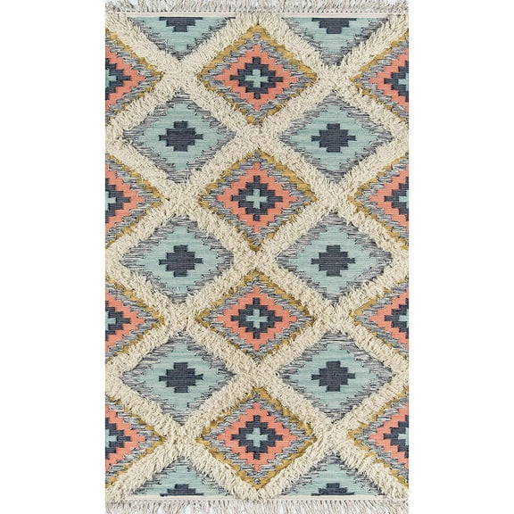 Novogratz by Momeni INDIOIND-2MTI5070 Indio 100% Wool Hand Made Contemporary Area Rug, 5' X 7', Multi-Color:Multi,Material:Wool