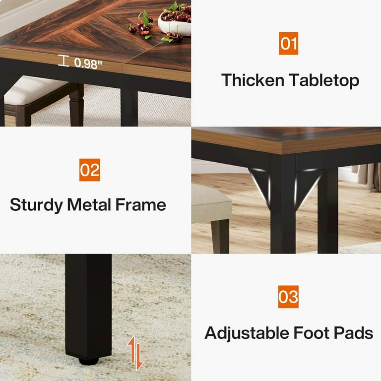 Tribesigns 40 inch Square Dining Table for 4 Kitchen Dinner Table Wood Dining Room Table for Bistro