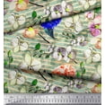 thumbnail image 2 of Soimoi Coton Jersey Tissu Rayé & Orchidée Imprimé Floral 1 Yard 58 Inch Wide, 2 of 3