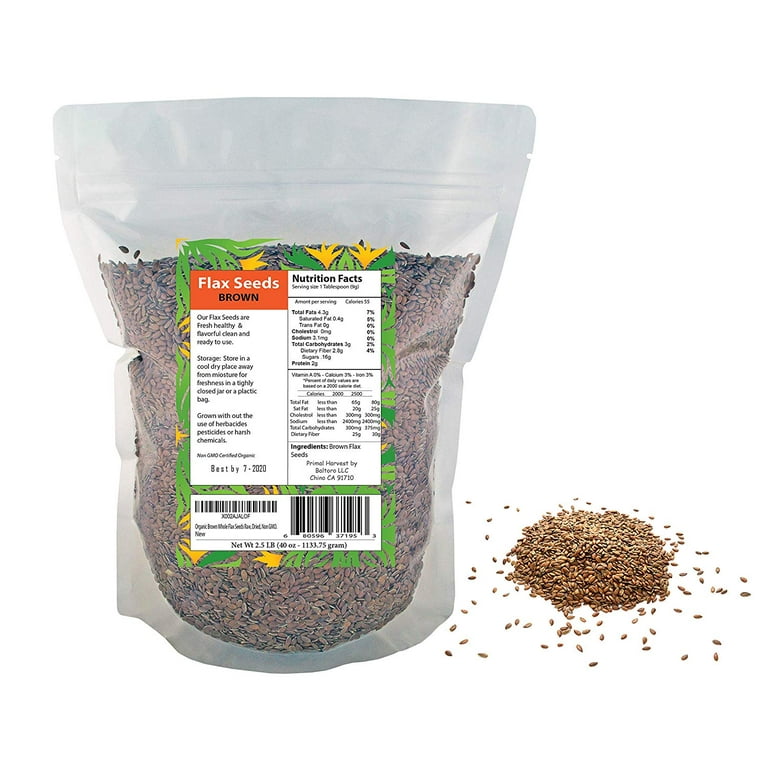 Organic Brown Whole Flax Seeds, Dried, Non GMO (1 LB) - Walmart.com