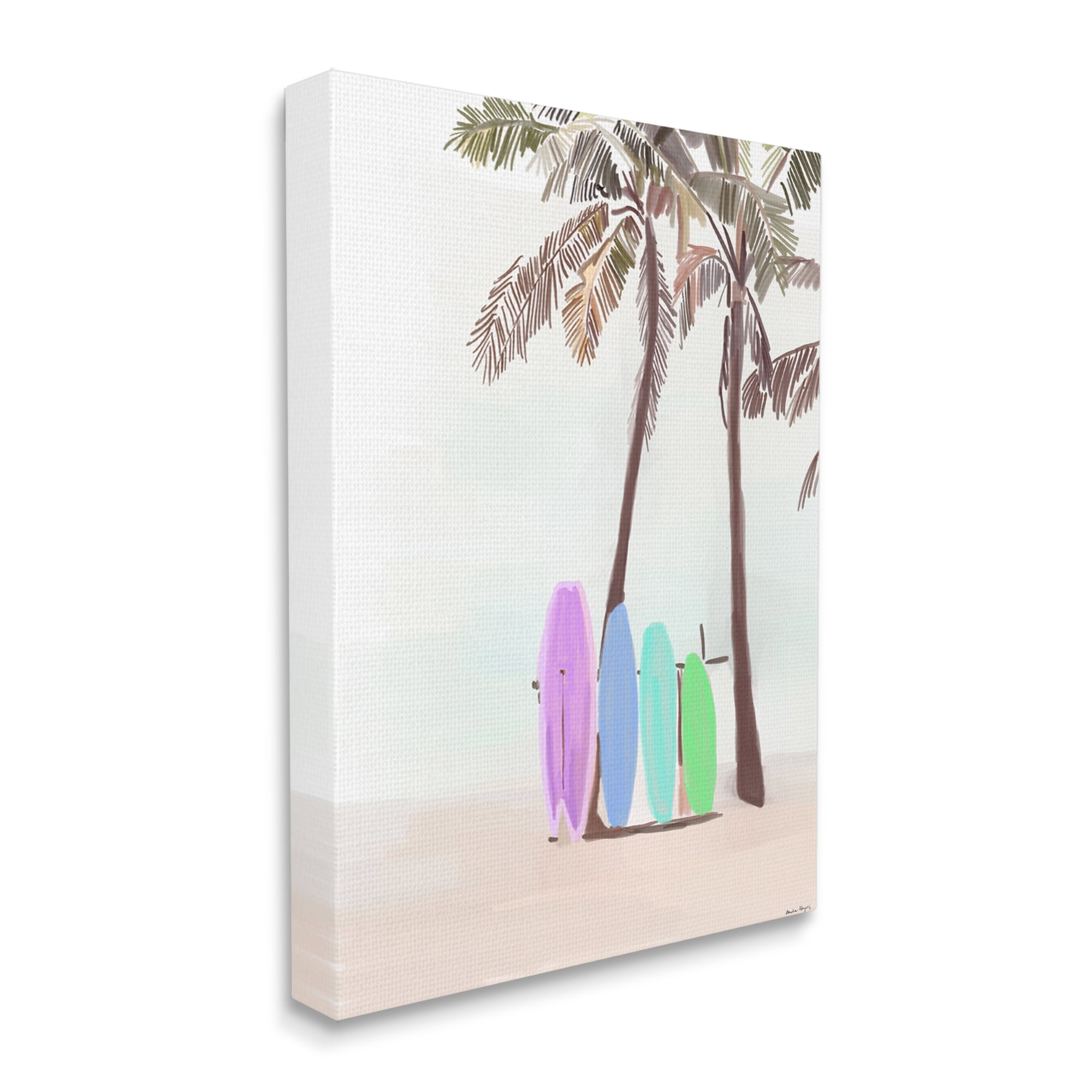 Stupell Industries Surfboards on Palm Trees Sports Painting Gallery Wrapped Canvas Print Wall Art, 36 x 48