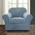 thumbnail image 5 of JIAN YA NA Stretch Velvet Sofa Covers, Plush Armchair Loveseat Couch Slipcover, Non-slip Furniture Protector, Friendly to Pets (Gray Blue, For 3-Seater Sofa), 5 of 11