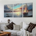 thumbnail image 2 of Sailing Adventure Triptych Art Print Sailing Adventure Triptych Art Print - 12x16" Each Panel, Calm Sea Canvas, Unframed Nautical Wall Art, 2 of 6
