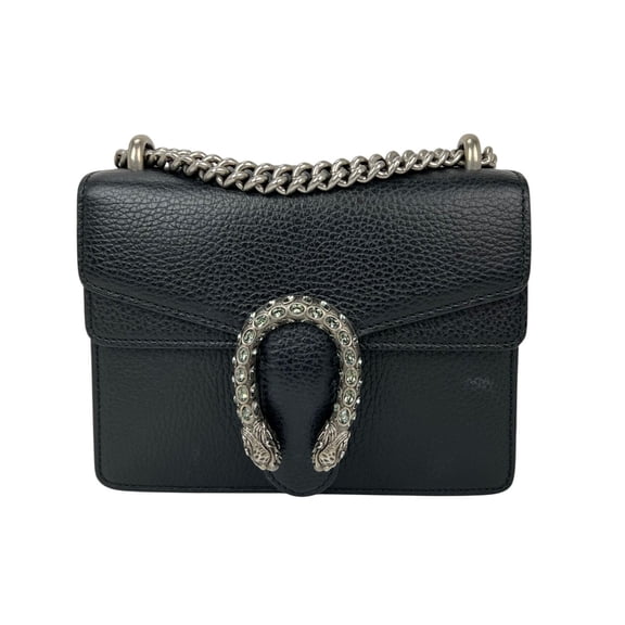 Pre-Owned Gucci Dionysus Cyrstals Black Leather Small Shoulder Bag